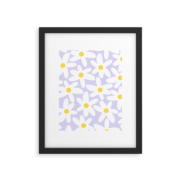 Floral Daisy Time Pattern in Lavender Pastel Purple Framed Art Print Gallery Image 1