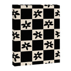 Flower Check Checkerboard Geometric Floral Pattern Black and Almond Cream Canvas Print Gallery Image 6