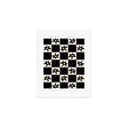 Flower Check Checkerboard Geometric Floral Pattern Black and Almond Cream Art Print Gallery Image 1