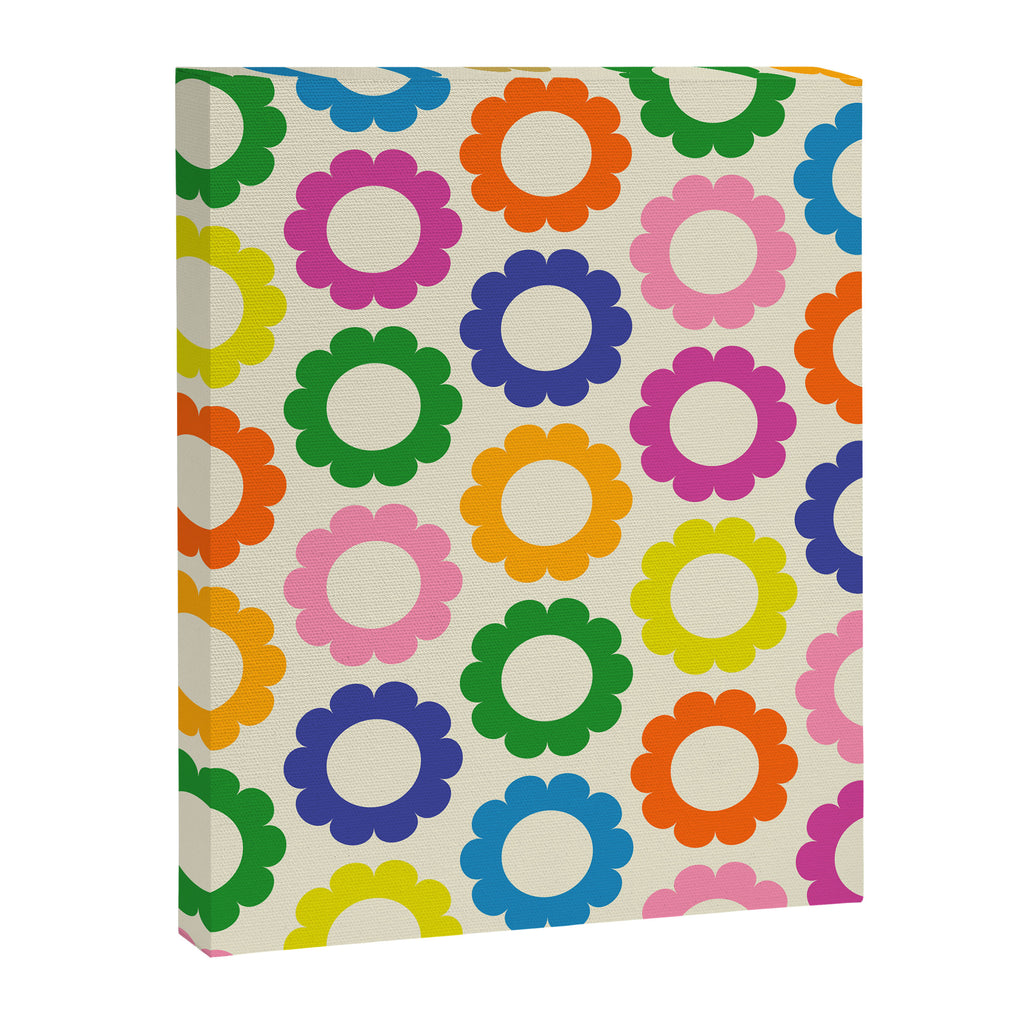 Flower Dots Cute Colorful Retro Contemporary Floral Pattern Canvas Print Gallery Image 8