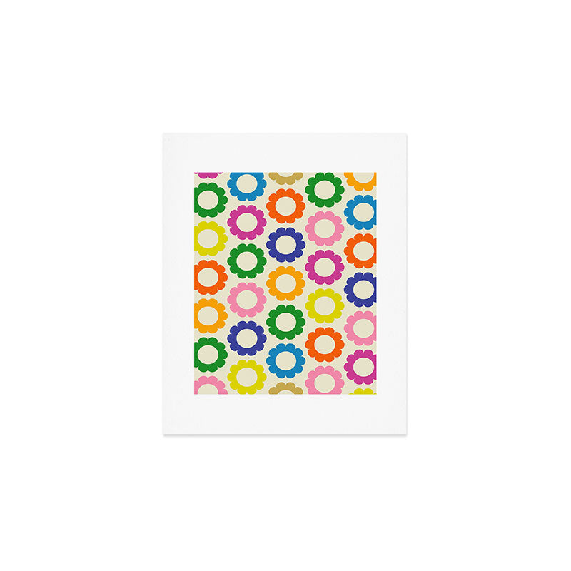 Flower Dots Cute Colorful Retro Contemporary Floral Pattern Art Print Gallery Image 1