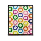 Flower Dots Cute Colorful Retro Contemporary Floral Pattern Framed Canvas Print Gallery Image 8