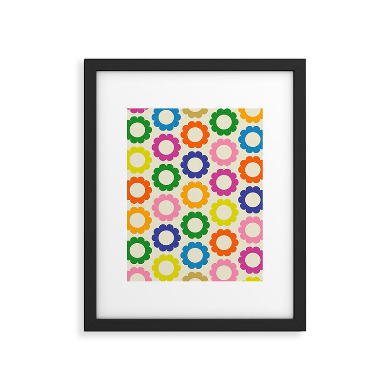Flower Dots Cute Colorful Retro Contemporary Floral Pattern Framed Art Print Gallery Image 6