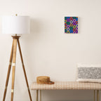 Flower Dots Cute Colorful Simple Retro Contemporary Floral Pattern Blue Canvas Print Gallery Image 2
