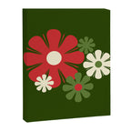 Flower Locus Retro Christmas 60s 70s Floral Pattern Xmas Green Red Cream Canvas Print Gallery Image 8