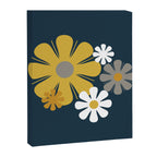 Flower Locus Retro Minimalist Floral Pattern Navy Blue Mustard Yellow Gray White  Canvas Print Gallery Image 8