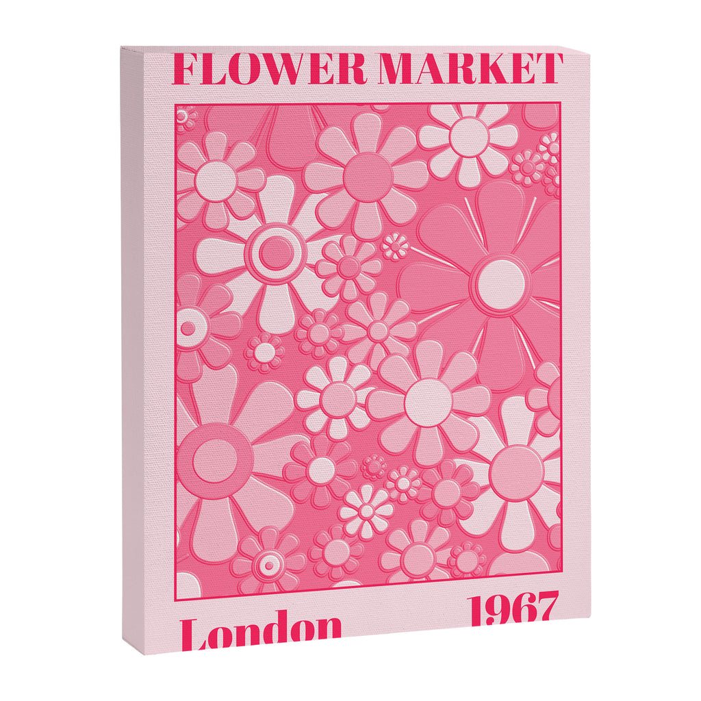 Flower Market London 1967 Pink Retro Floral 60s Plastic Look Canvas Print Gallery Image 6