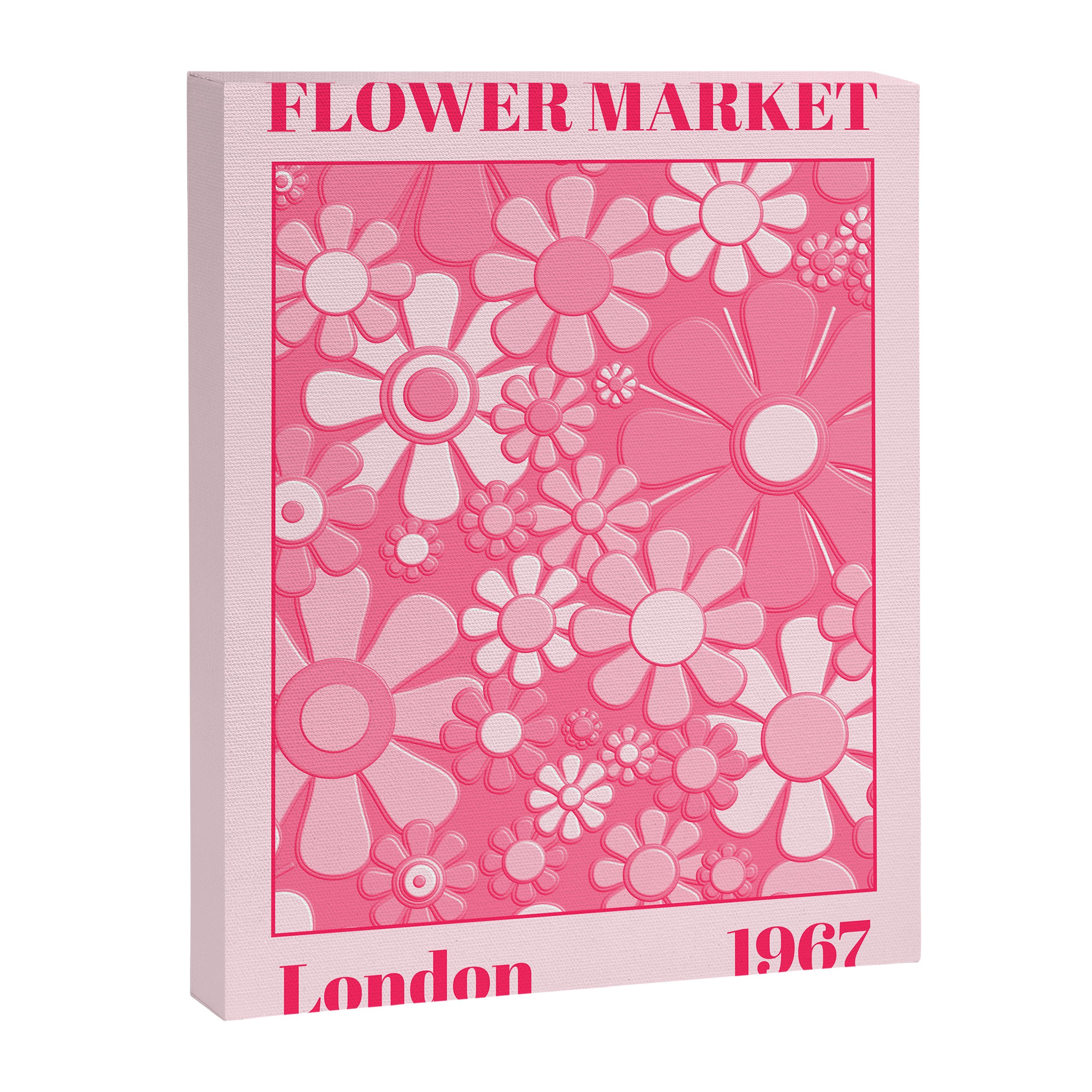 Flower Market London 1967 Pink Retro Floral 60s Plastic Look Canvas Print Gallery Image 6