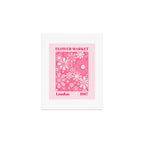 Flower Market London 1967 Pink Retro Floral 60s Plastic Look Art Print Gallery Image 1