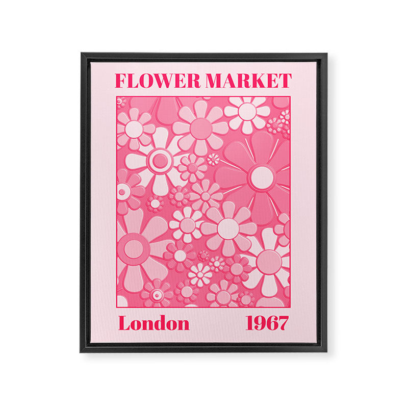 Flower Market London 1967 Pink Retro Floral 60s Plastic Look Framed Canvas Print Gallery Image 6