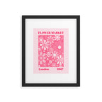 Flower Market London 1967 Pink Retro Floral 60s Plastic Look Framed Art Print Gallery Image 5