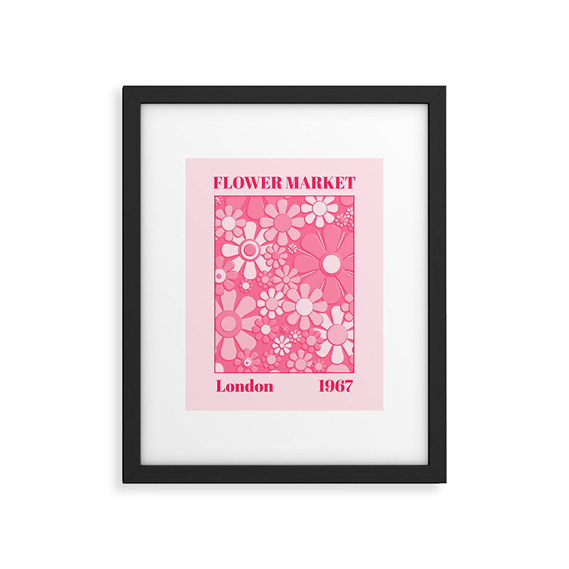 Flower Market London 1967 Pink Retro Floral 60s Plastic Look Framed Art Print Gallery Image 5