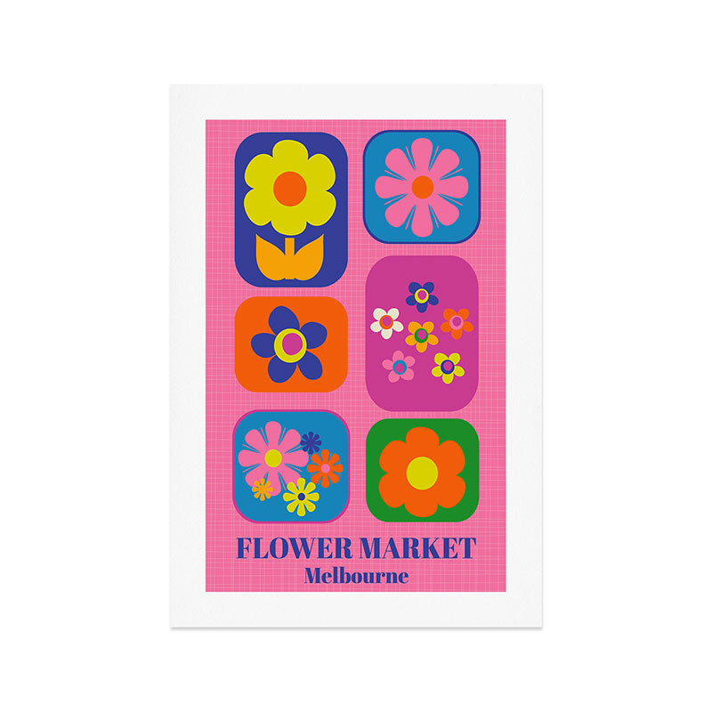Flower Market Melbourne Cute Retro Floral Art Print Gallery Image 1