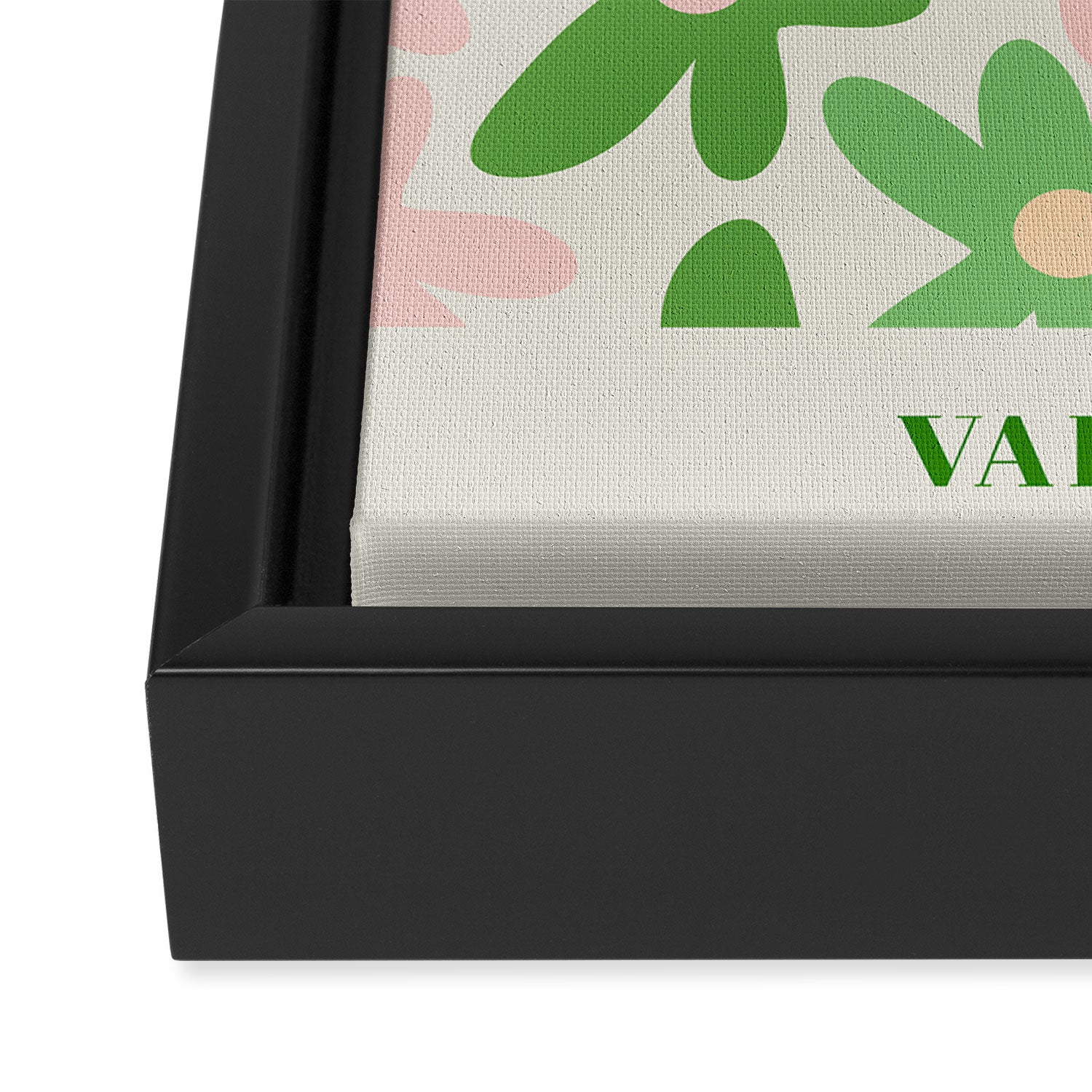 Flower Market Valencia Cute Retro Modern Floral Lime Green and Light Pink Framed Canvas Print Gallery Image 3