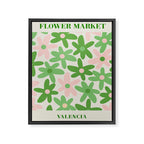 Flower Market Valencia Cute Retro Modern Floral Lime Green and Light Pink Framed Canvas Print Gallery Image 8
