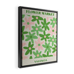 Flower Market Valencia Cute Retro Modern Floral Lime Green and Light Pink Framed Canvas Print Gallery Image 2
