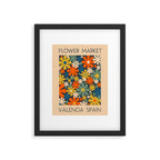 Flower Market Valencia Spain Retro Minimal Floral Blue Orange Mustard Framed Art Print Gallery Image 5