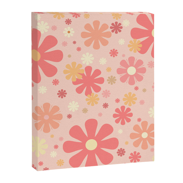 Flowerama Retro Floral Pattern in Blush Pink and Pale Yellow Canvas Print Gallery Image 1