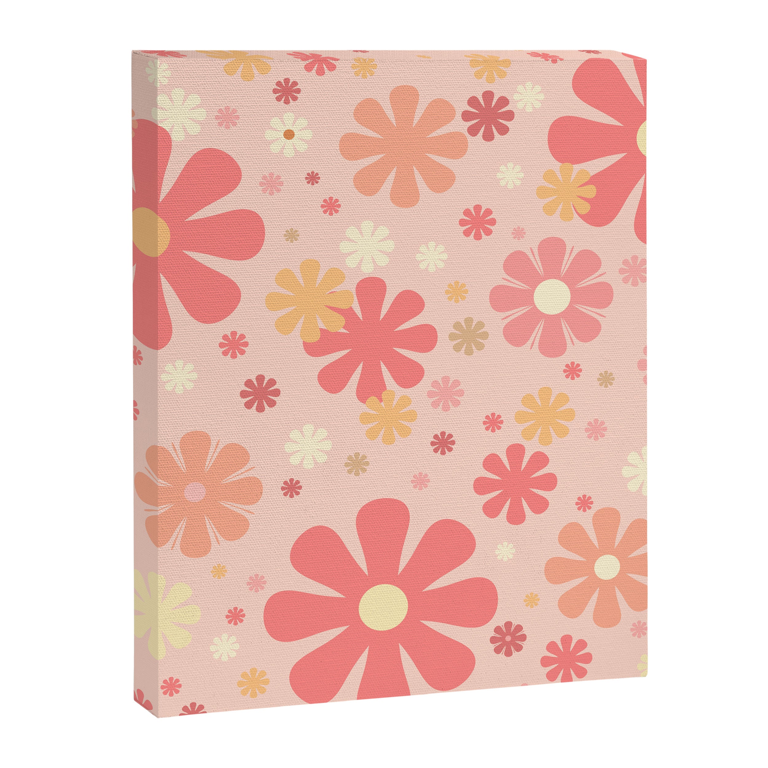 Flowerama Retro Floral Pattern in Blush Pink and Pale Yellow Canvas Print Gallery Image 8