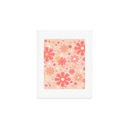 Flowerama Retro Floral Pattern in Blush Pink and Pale Yellow Art Print Gallery Image 1