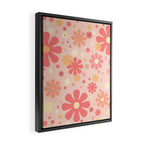 Flowerama Retro Floral Pattern in Blush Pink and Pale Yellow Framed Canvas Print Gallery Image 2