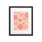 Flowerama Retro Floral Pattern in Blush Pink and Pale Yellow Framed Art Print Gallery Image 6