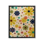 Flowerama Retro Floral Pattern in Mid Mod Mustard, Orange, Teal, Olive, and Beige Framed Canvas Print Gallery Image 8