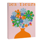 Flowers in Vase Les Fleurs Cheerful Retro Minimal Still Life Pink Tangerine Canvas Print Gallery Image 6
