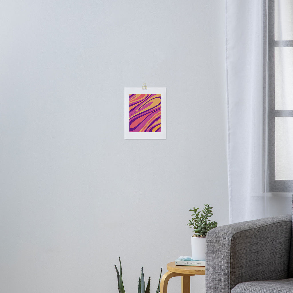 Fluid Vibes Retro Aesthetic Swirl Abstract Mustard Magenta Purple Orange Art Print Gallery Image 3