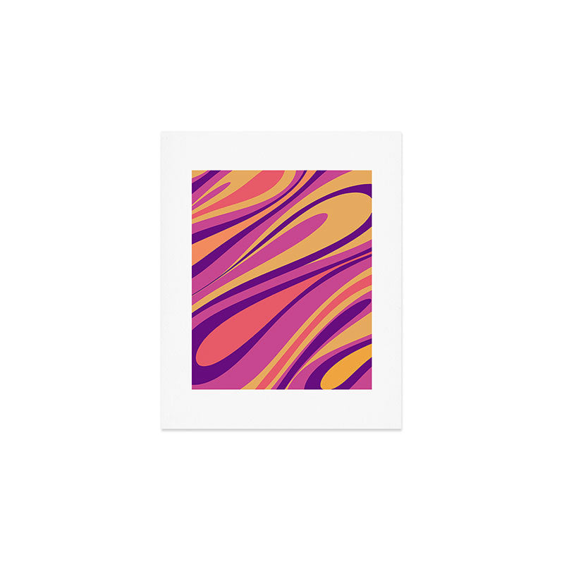 Fluid Vibes Retro Aesthetic Swirl Abstract Mustard Magenta Purple Orange Art Print Gallery Image 1