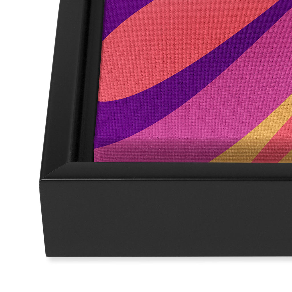 Fluid Vibes Retro Aesthetic Swirl Abstract Mustard Magenta Purple Orange Framed Canvas Print Gallery Image 3