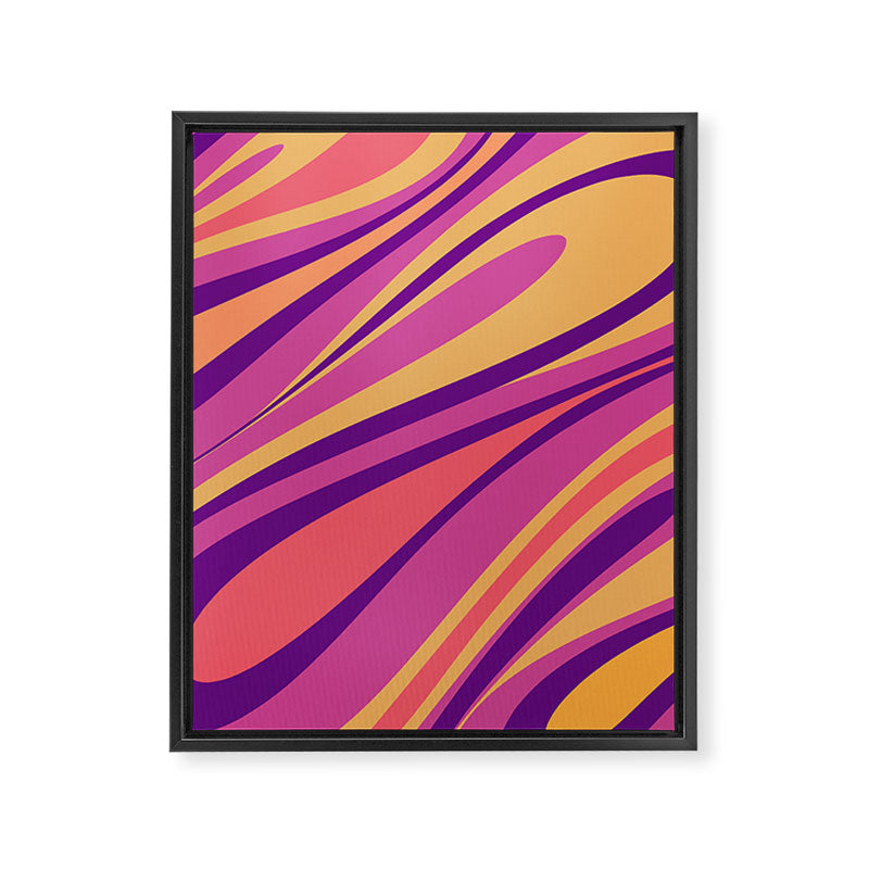 Fluid Vibes Retro Aesthetic Swirl Abstract Mustard Magenta Purple Orange Framed Canvas Print Gallery Image 8