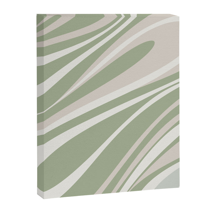 Fluid Vibes Retro Aesthetic Swirl Abstract Pattern Sage Green Cream Beige Canvas Print Gallery Image 1