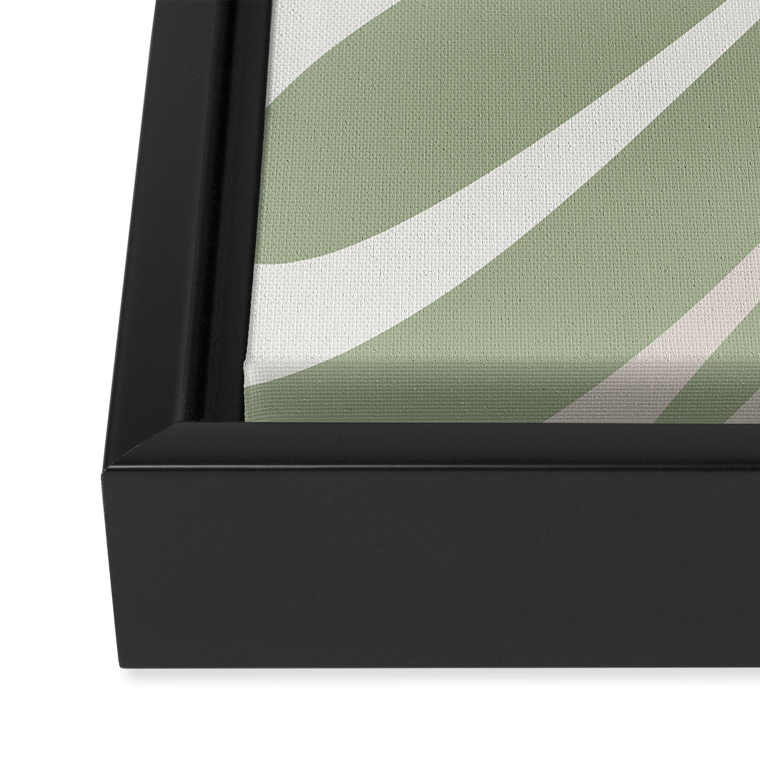 Fluid Vibes Retro Aesthetic Swirl Abstract Pattern Sage Green Cream Beige Framed Canvas Print Gallery Image 3