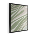 Fluid Vibes Retro Aesthetic Swirl Abstract Pattern Sage Green Cream Beige Framed Canvas Print Gallery Image 2