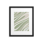 Fluid Vibes Retro Aesthetic Swirl Abstract Pattern Sage Green Cream Beige Framed Art Print Gallery Image 6