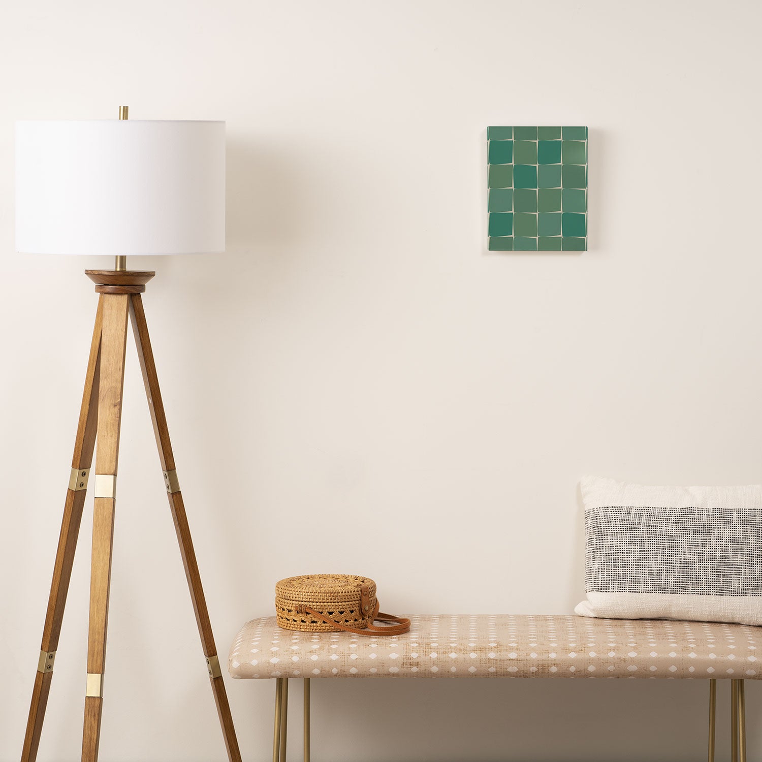 Flux Midcentury Modern Check Grid Pattern in Jade Green Canvas Print Gallery Image 2