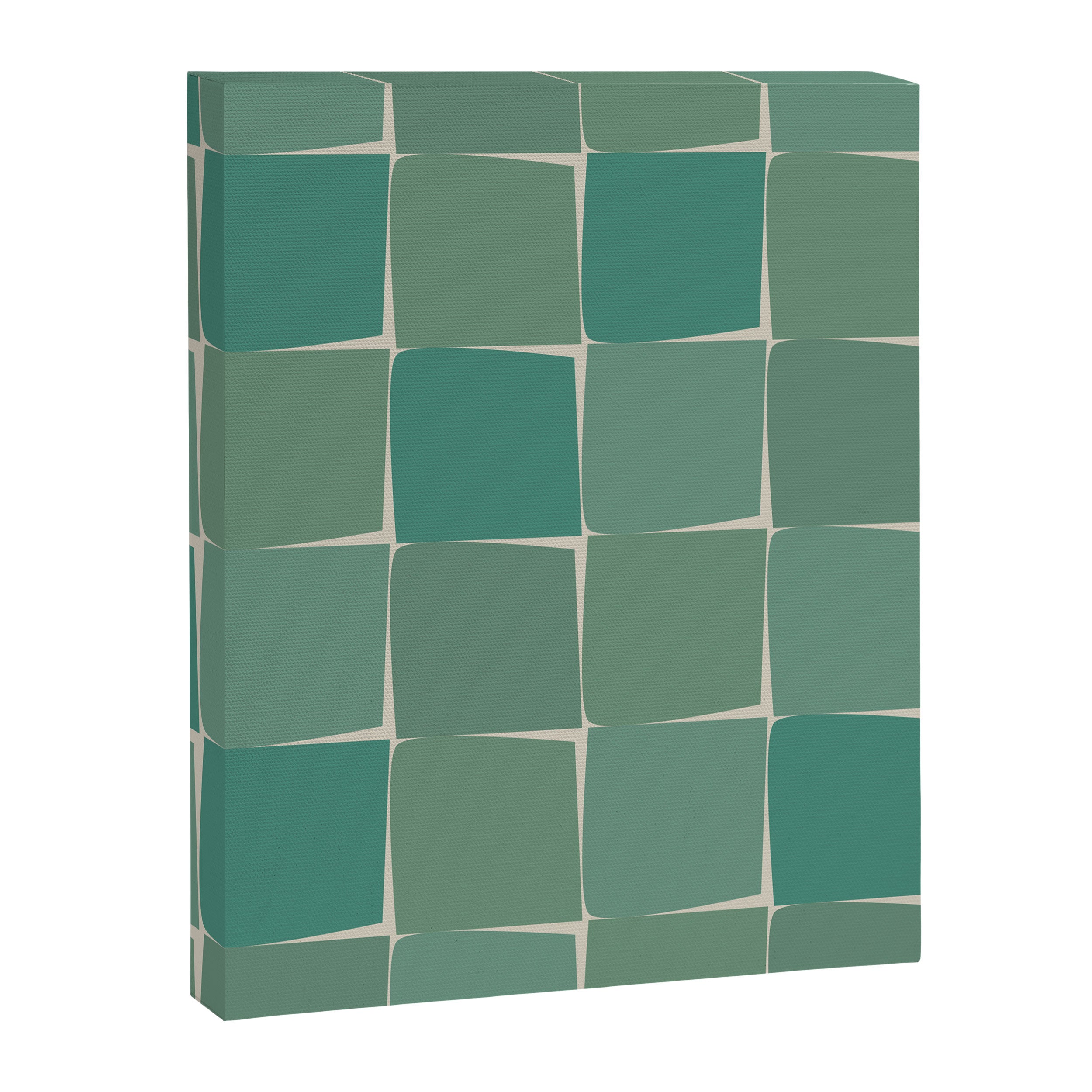 Flux Midcentury Modern Check Grid Pattern in Jade Green Canvas Print Gallery Image 8