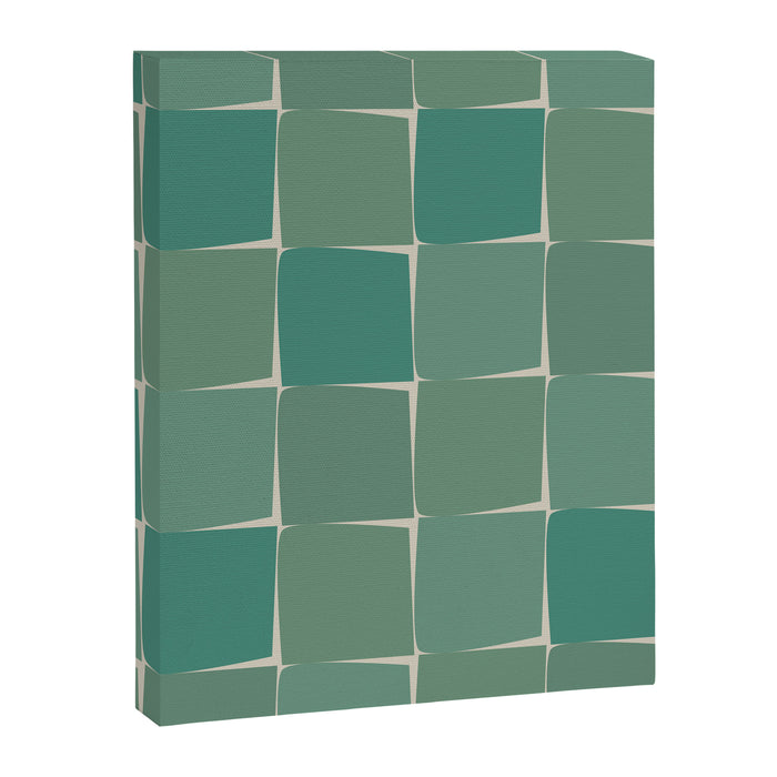 Flux Midcentury Modern Check Grid Pattern in Jade Green Canvas Print Gallery Image 1