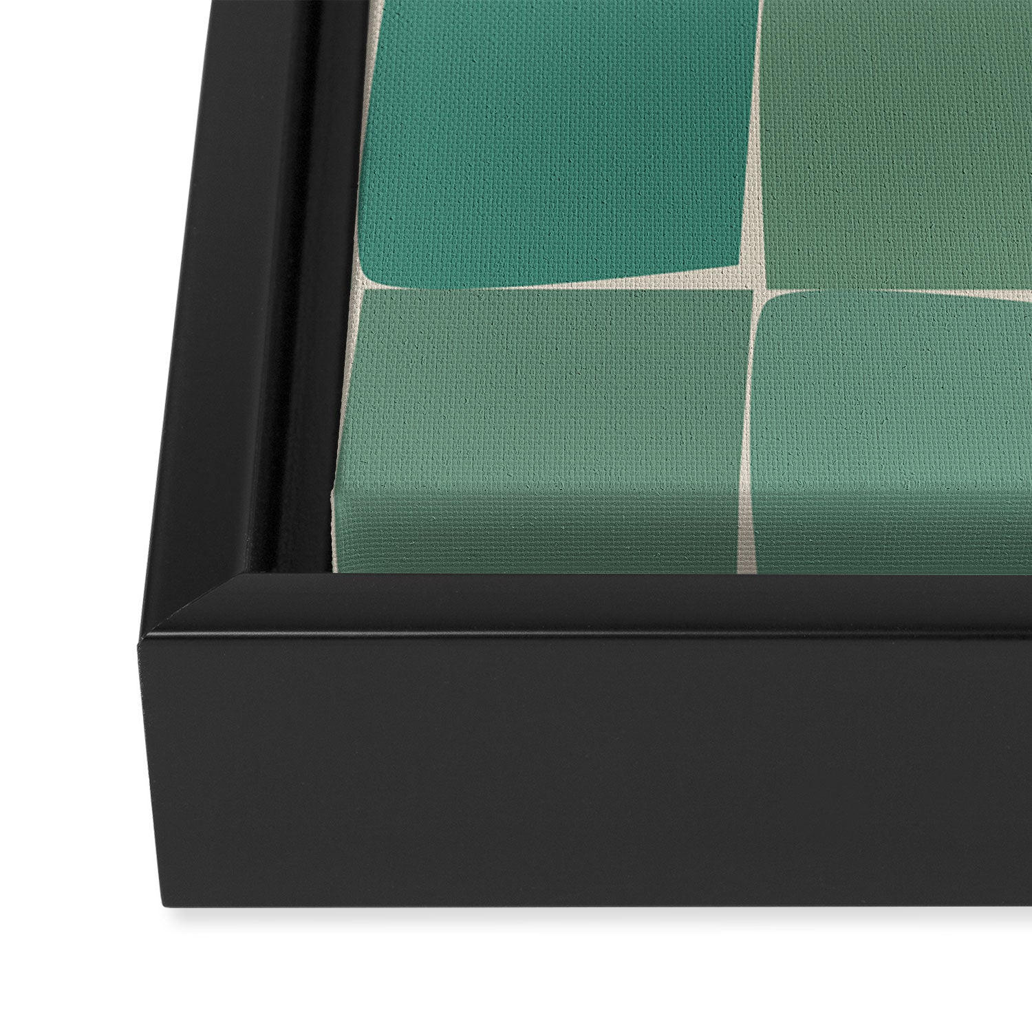 Flux Midcentury Modern Check Grid Pattern in Jade Green Framed Canvas Print Gallery Image 3