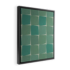 Flux Midcentury Modern Check Grid Pattern in Jade Green Framed Canvas Print Gallery Image 2