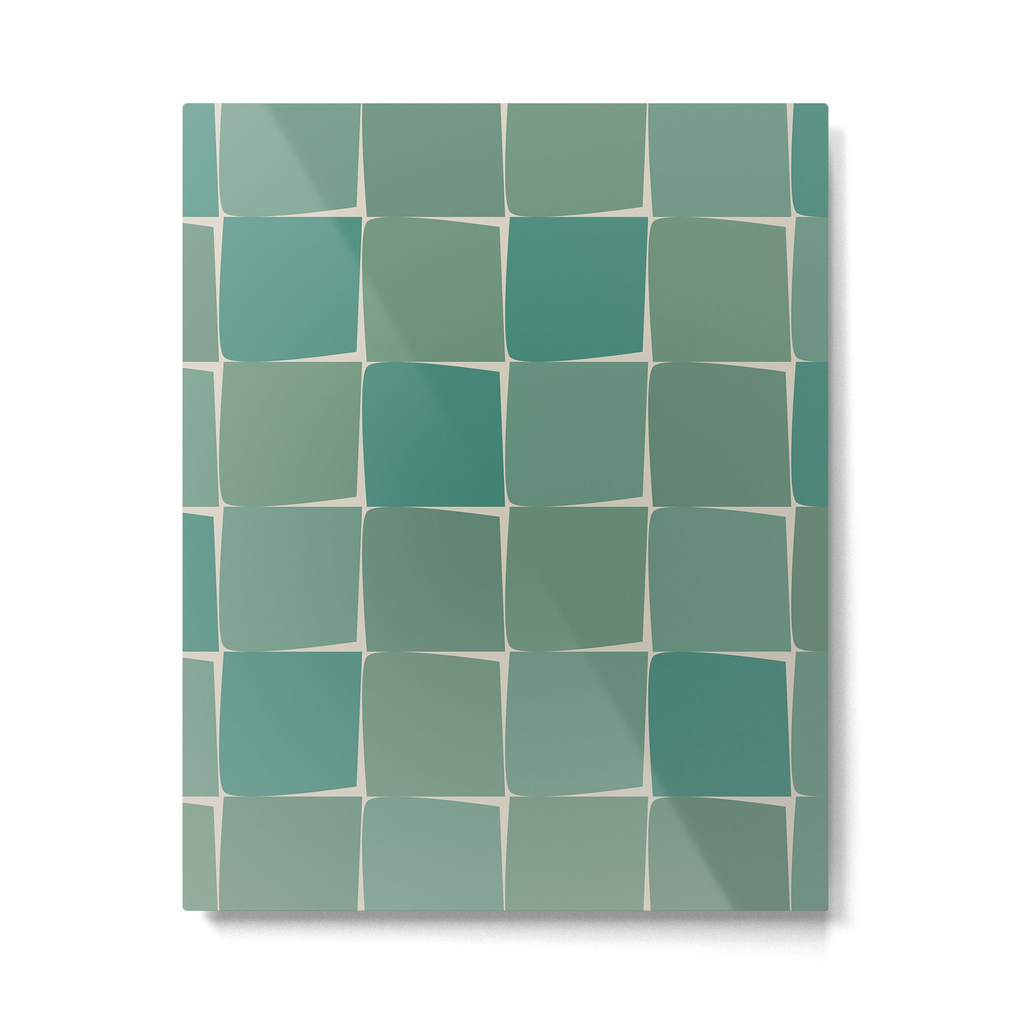 Flux Midcentury Modern Check Grid Pattern in Jade Green Metal Print Gallery Image 6