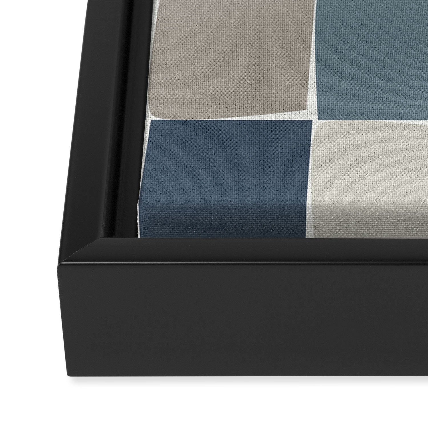 Flux Midcentury Modern Check Grid Pattern in Neutral Blue Gray Tones Framed Canvas Print Gallery Image 3