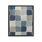 Flux Midcentury Modern Check Grid Pattern in Neutral Blue Gray Tones Framed Canvas Print Gallery Image 8