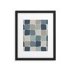 Flux Midcentury Modern Check Grid Pattern in Neutral Blue Gray Tones Framed Art Print Gallery Image 6