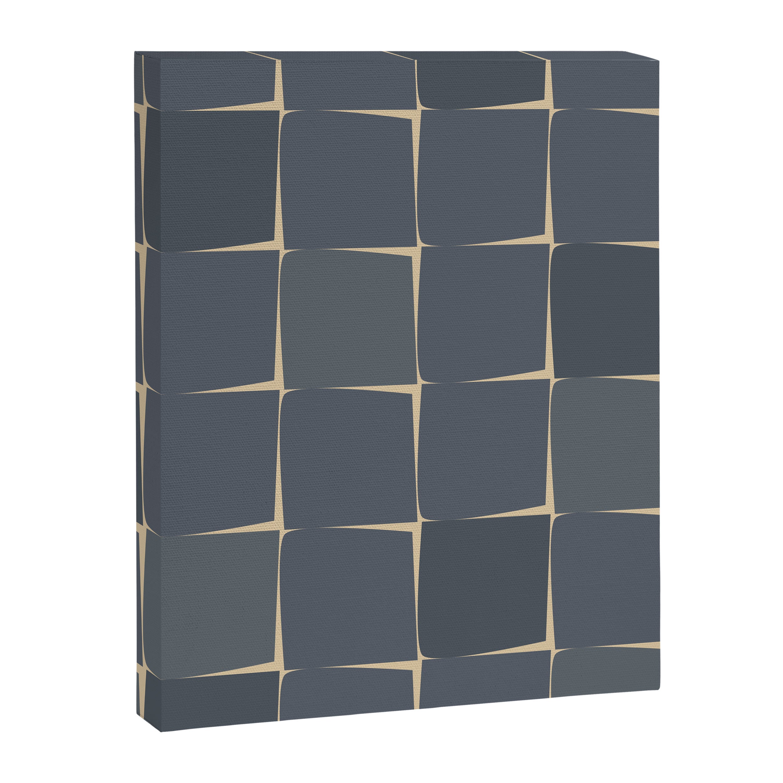 Flux Midcentury Modern Check Grid Pattern in Slate Blue Gray and Sand Beige Canvas Print Gallery Image 8