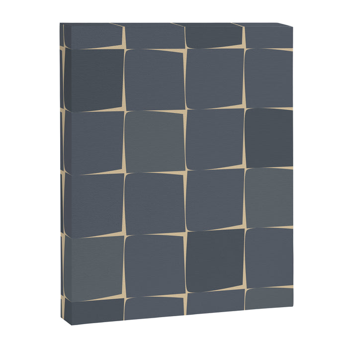 Flux Midcentury Modern Check Grid Pattern in Slate Blue Gray and Sand Beige Canvas Print Gallery Image 1