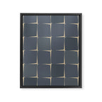 Flux Midcentury Modern Check Grid Pattern in Slate Blue Gray and Sand Beige Framed Canvas Print Gallery Image 8