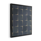 Flux Midcentury Modern Check Grid Pattern in Slate Blue Gray and Sand Beige Framed Canvas Print Gallery Image 2