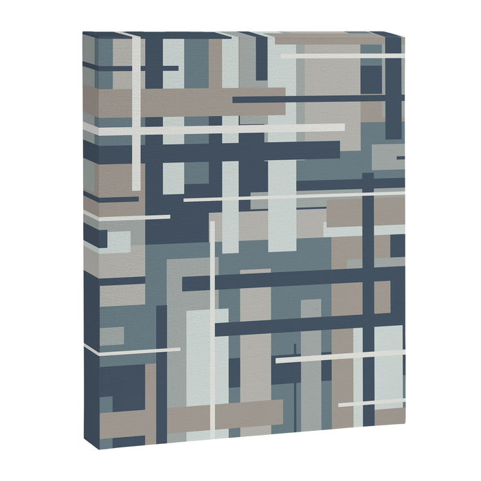 Frank - Mid Century Modern Geometric Pattern in Neutral Blue Gray Canvas Print Gallery Image 1